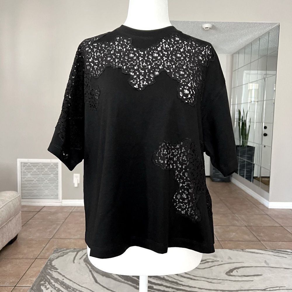 AMEN Women’s Oversized Black T-Shirt With Lace